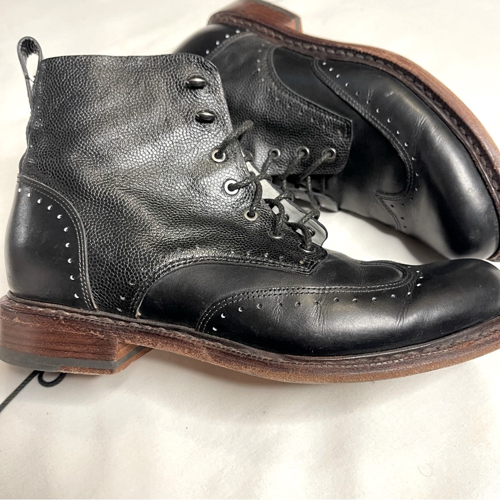 Rag & bone black leather laser cut cozen lace up boots - Picture 11 of 12